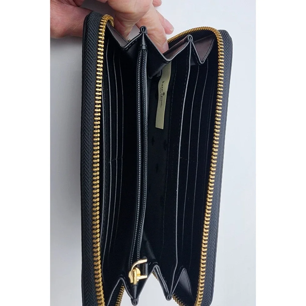 kate spade‎ new york wallet wlru5372 black buttery leather EUC